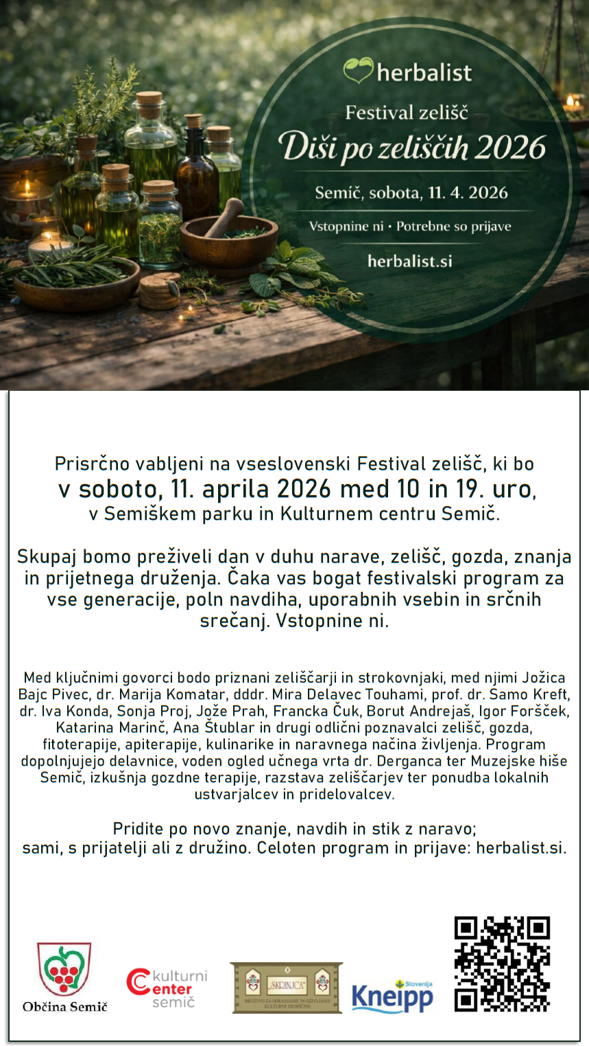 Festival zelišč Diši po zeliščih 2026 v Semiču, vabilo